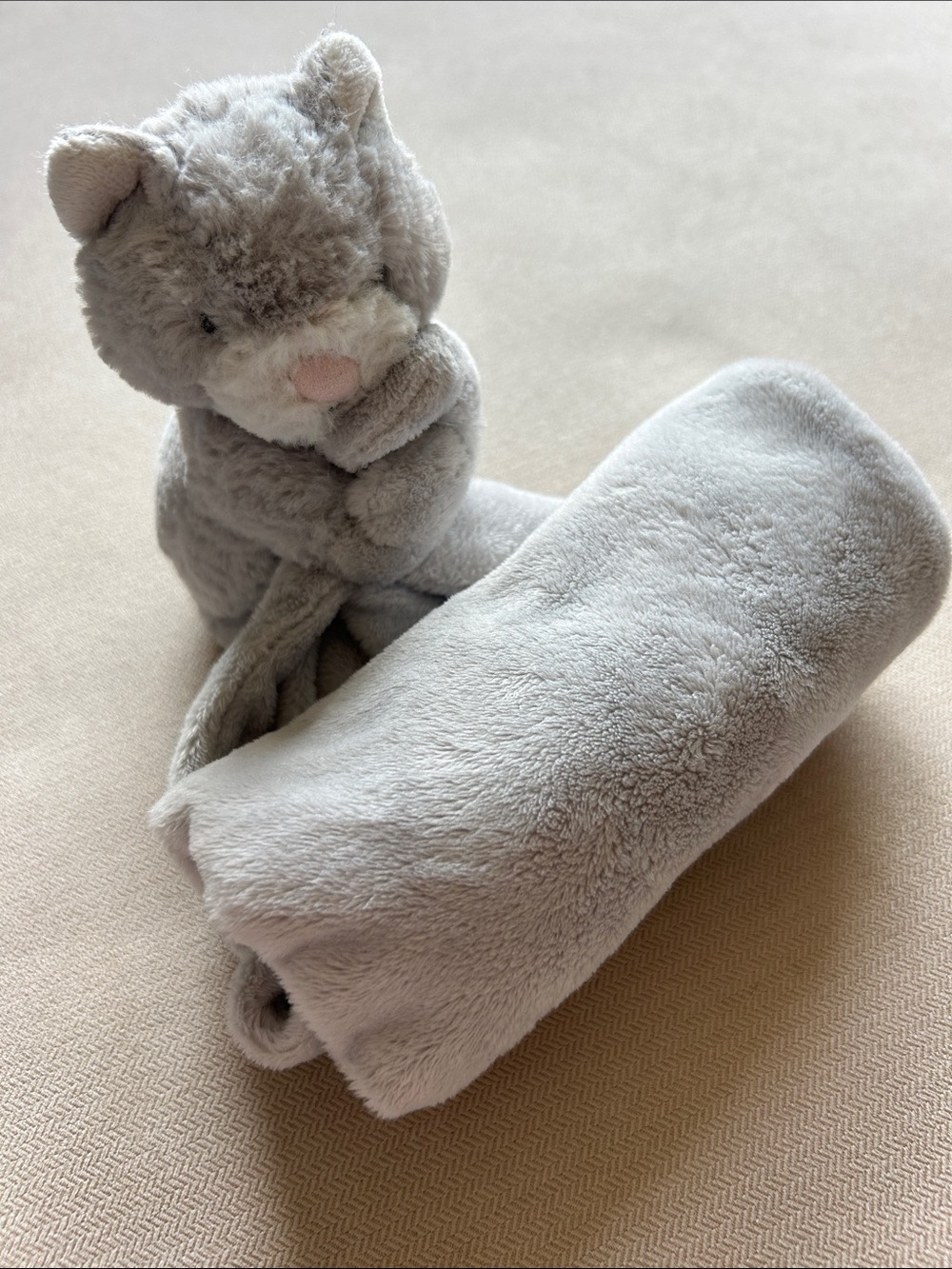Jellycat Gray Kitty Cat Lovey 13" Soother/Security Blanket Baby/Infant Rare